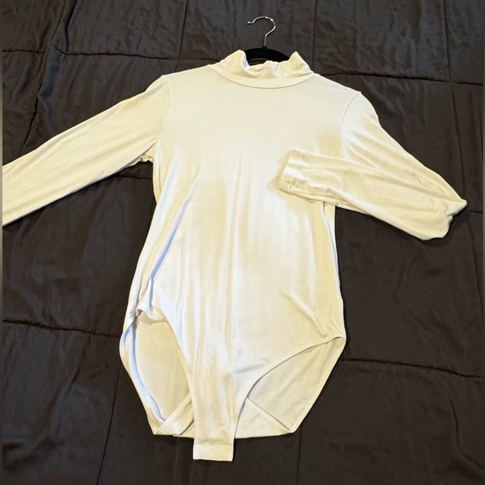 White Mock Neck Body Suit - NWOT - Small